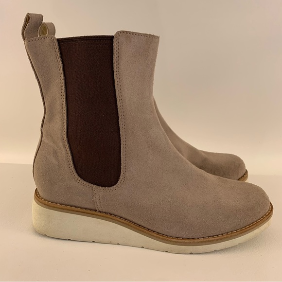 Cole Haan Johanna Tan Suede Wedge Boots - Picture 4 of 7